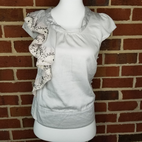 Leifsdottir Embroidered Beaded Ruffle Flames Top 0 - Picture 6 of 11